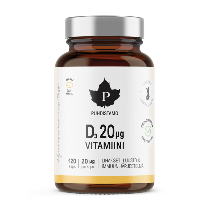 D3-vitamiini 20 μg - 120 kaps