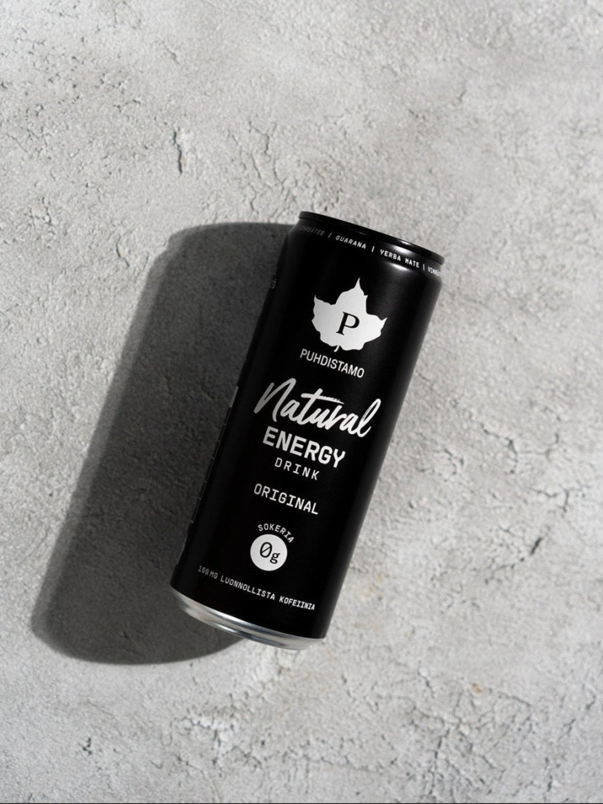 Puhdistamon Natural Energy Drink Original harmaalla taustalla