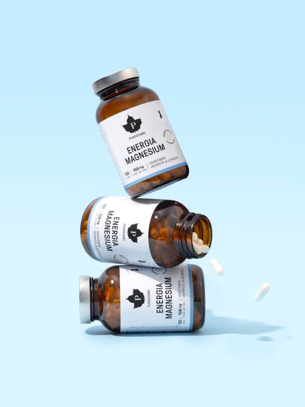 3 purkkia Puhdistamon Energia Magnesiumia - 120 kaps