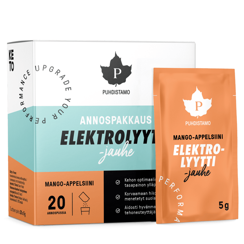 Elektrolyyttijauhe Mango - appelsiini - Annospussit