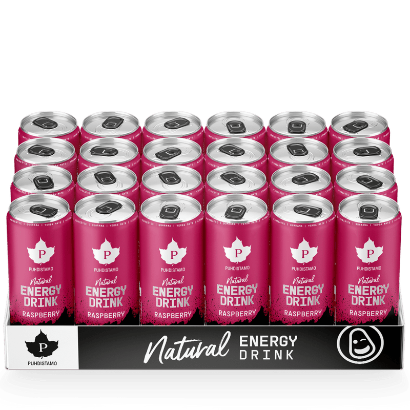 Natural Energy Drink Raspberry Strong - 330 ml 24 - pack