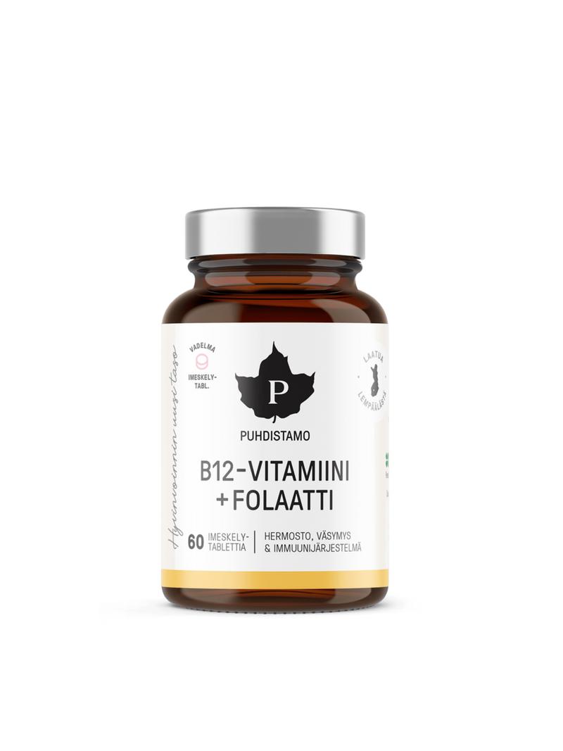 B12-vitamiini + Folaatti - 60 imeskelytabl.