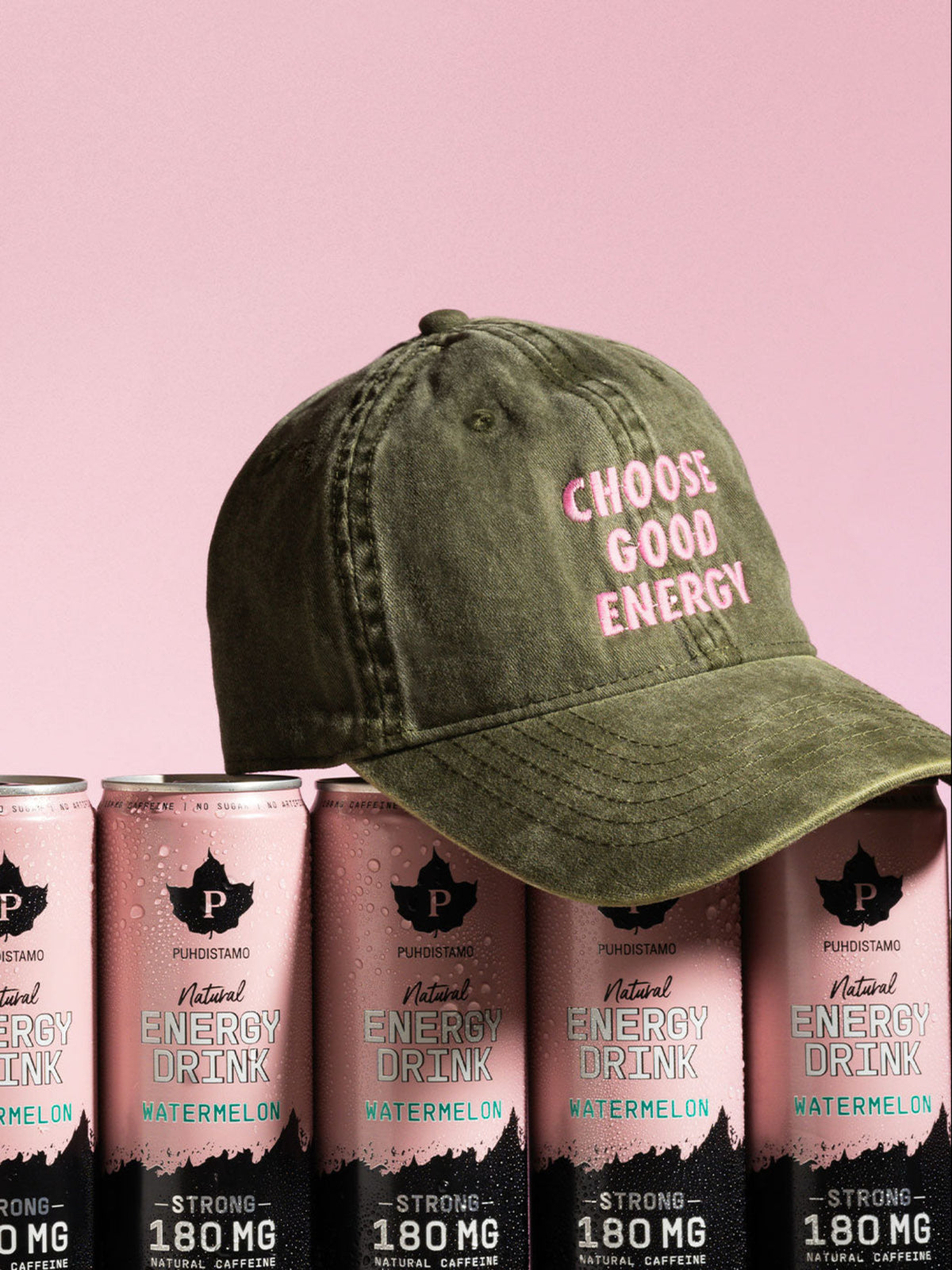 Puhdistamo NED Watermelon ja "Choose Good Energy"-lippis