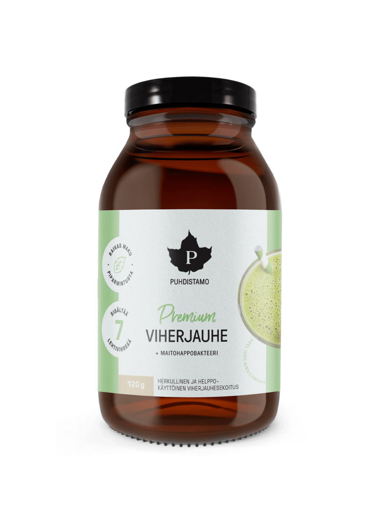 Premium Viherjauhe + Maitohappobakteeri - 120 g