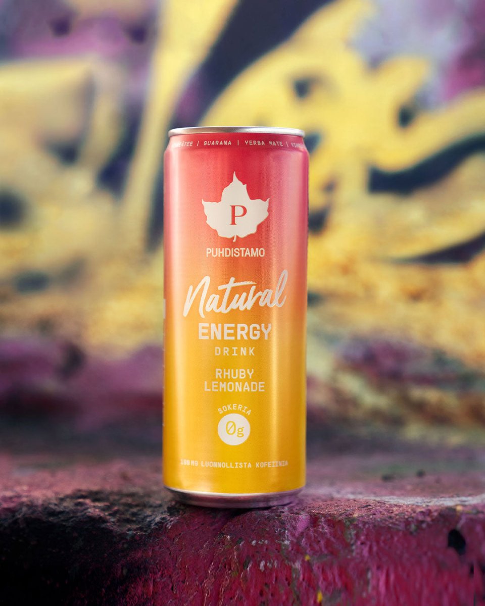 Natural Energy Drink Rhuby Lemonade - 330 ml 24 - pack