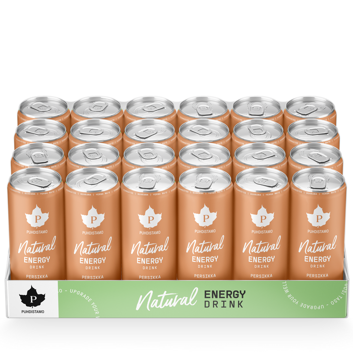 Puhdistamo Natural Energy Drink Persikka 330 ml 24-pack