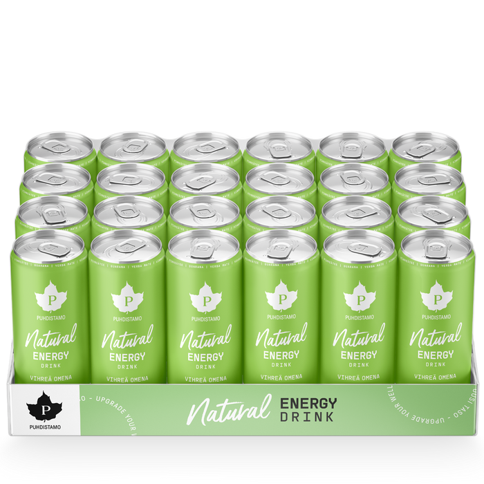 Puhdistamo Natural Energy Drink Vihreä omena 330 ml 24-pack